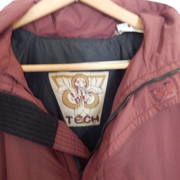 Oversized Burgundy Jacket, TECH, M/L, outerwear, cool, windbreaker, - Picture 4 of 5